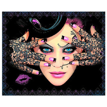 Completo quadrado/redondo diy pintura de diamante ponto cruz maquiagem mulher mosaico 5d bordado visor completo strass decoração de casa yg536 2024 - compre barato