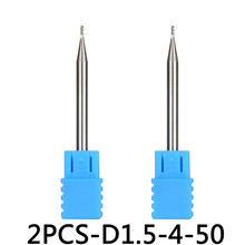 Tungsten Steel End Mills 2pcs/lot D1.5-4-50 3 Flute Flattened Head Milling Cutters Carbide End mills HRC45 Suitable for Aluminum 2024 - buy cheap