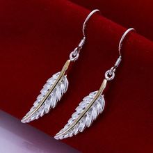 Fashion silver plated Earring for Women 925 jewelry silver plated For Women Leather Earrings E038 /AQCFROZWE038 2024 - buy cheap