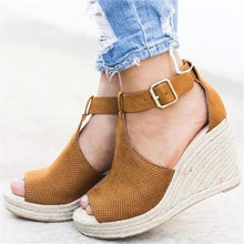 2019 Summer Sandals Women Fashion Flock Leopard Wedges Ankle Outdoor Sandals Peep Toe Casual Shoesfemme ete shoes 2024 - buy cheap
