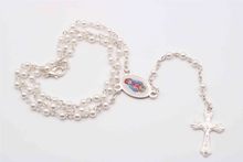 4mm white plastic beads rosary necklace, cartoon angel stainless steel bead necklace, blessing rose rosary necklace..48pcs 2024 - buy cheap