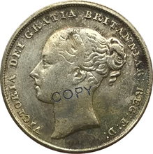 1844 reino unido 1 um shilling victoria 1 ° retrato cabeça jovens cordão banhado a prata moeda 2024 - compre barato