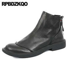 Booties Zipper Korean 2021 Designer Black Autumn Full Grain Leather Ankle Faux Fur Luxury High Top Mens Winter Boots Warm Shoes 2024 - buy cheap