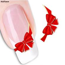 AddFavor 4Sheet Stickers Red Bow Design French Manicure Water Transfer Nail Art Sticker Decal Beauty Fingernail Decoration Tools 2024 - buy cheap