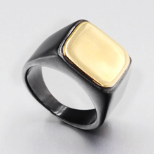 Новые винтажные мужские ювелирные изделия кольцо из нержавеющей стали модный минималистичный дизайн позолоченные черные эмалевые твердые мужские кольца оптовая продажа 2024 - купить недорого