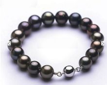Pulsera de perlas redondas de tahitiano auténtico, color negro, novedad, envío gratis 2024 - compra barato