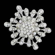 Vintage Silver Tone Amazing Clear Rhinestone Bridal Bouquet Pins Clear Crystal Trendy Women Flower Retail Brooch 2024 - buy cheap