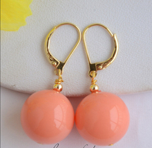 16MM ROUND PINK CORAL SOUTH SEA SHELL PEARL DANGLE EARRING 2024 - buy cheap