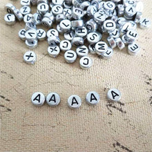 Mini order 100pcs 4*7MM Silver Acrylic Letters Beads Single Initial A Printing Plastic Alphabet Bracelet Spacer Beads Ornaments 2024 - buy cheap