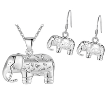 Cute Animal Set Vashiria Fashion  Silver Plated Hollow Elephant Pendant Necklace Earring Exquisite Accessories For Girl PT601 2024 - buy cheap