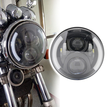 Мотоцикл 12V LED спереди головной светильник фары хром/черные мотоциклетные головной светильник сигнала поворота светильник DRL светодиодный проектор для Harley мото 2024 - купить недорого