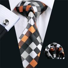 FA-361 Gents Necktie White Plaid 100% Silk Jacquard Tie Hanky Cufflinks Set Business Wedding Party Ties For Men Free Shipping 2024 - buy cheap