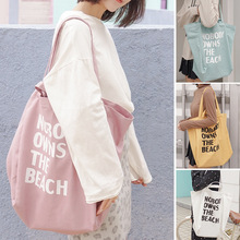 Women Canvas Shoulder Bag Extra Large Capacity Handbag Letters Beach Bags Female Big Tote Ladies Simple Canvas Shopping Bag 2024 - buy cheap