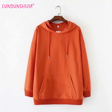 LUNDUNSHIJIA 2019 Spring Autumn Women Orange Cotton Loose Sweatshirt Ladies Hoodies Pullover Top 2024 - buy cheap
