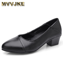 MVVJKE-zapatos de tacón grueso de punta estrecha para mujer, calzado de vestir, oficina, primavera otoño para poca profundidad, E021 2024 - compra barato