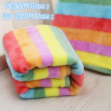 Hot Sale Rainbow stripe Pet Dog Bed Mats Soft Warm Flannel Fleece Pet Blanket Sleeping Beds Cover Mat For Small Medium Pets 2024 - buy cheap
