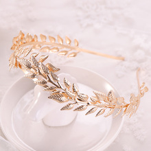 Tiaras de ouro para casamento, acessório de cabelo com folhas de metal 2024 - compre barato