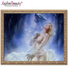 Sophie Beauty-mosaico de diamantes de imitación para mujer, bordado con cuentas, Luna, Lobo Celestial, Nude, sueño, punto de cruz, pintura al óleo, trabajos manuales 2024 - compra barato