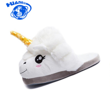 HUANQIU Home Cartoon Unicorn Warm Cotton Plush Slippers Soft Funny Animal Monster Slipper For Grown Ups Indoor\Floor Shoes ST225 2024 - buy cheap