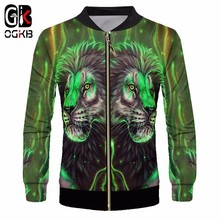 OGKB 2018 nueva novedad 3d estampada por completo chaquetas de Rey León verde Cool abrigos de manga larga casual Sporty chándal Streetwear prendas de vestir 2024 - compra barato