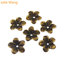Julie Wang 60PCS/Lot Antique Bronze Alloy Flower Shape Beads Charms Jewelry Making Earring Necklace Handcrafts DIY Finding 2024 - buy cheap