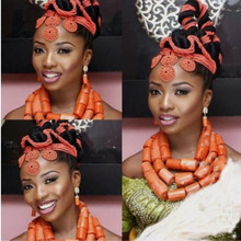 Dudo African bridal Jewelry Set Genuine Luxury Coral Beads Necklace Set Women Big Free Shipping Bracelet Earrings And Necklace 2024 - buy cheap