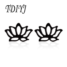 TDIYJ Acero inoxidable minimalista ahuecado pendientes de tuerca Lotus pendientes de flores joyería para mujeres niños regalo de verano 3 Conjunto 2024 - compra barato