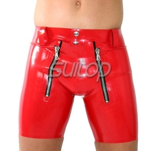 Calça curta malas de látex, zíper duplo, sexy, de borracha, masculina 2024 - compre barato