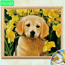 Ouyijia pintura diamante de cachorro labrador kit completo com ponto cruz quadrado pintura bordada faça você mesmo quadro em mosaico rininstone 2024 - compre barato