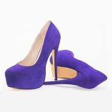 Hot Selling Purple Suede Leather Pumps Women Shoes Round Toe High Heel Platform Women Shoes High Heels Plus Size 45 Customized 2024 - buy cheap