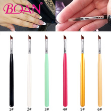 BQAN 1 Pc #6 Nail French Brush UV Gel Nail Painting Drawing Polishing French Tips Manicure Pen Brush Half Moon Brushes Design 2024 - buy cheap