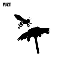 YJZT 14.7CM*15.8CM Dazzling Honey Bee Get Flowers Sweet Caricature Interesting Vinyl Decal Car Sticker Black/Silver C19-1439 2024 - buy cheap