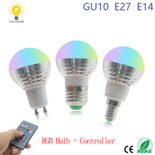 1PCS/Lot 5W rgb bulb E27 E14 GU10 LED Bulb Light Stage Lamp16 Colors with Remote Control Led Lights for Home AC85-265V rgb lamp 2024 - buy cheap