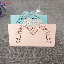 50 piezas de corte láser en forma de corazón hueco Tarjeta de nombre de mesa lugar tarjeta boda Mesa decoración asiento tarjeta actividad suministros 7z 2024 - compra barato