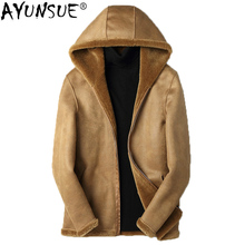 AYUNSUE Short Real Fur Coat Men's Leather Jacket Autumn Winter Sheep Shearing Wool Coat Two Sides Wear F-YLQ-LM01 KJ1123 2024 - buy cheap