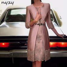 NYZY M22C Real Champagne Mother of the Bride Outfits 2 Piece With Jacket Groom Mother Dresses Formal Wedding Guest Wear 2019 2024 - buy cheap