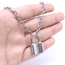 Men Women Silver Color PadLock Pendant Necklace Brand New Stainless Steel Lock Necklace Valentine's Day Gift 2024 - compre barato