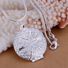 Silver  gorgeous Fashion popular exquisite picture frames semi-hollow necklace hot selling silver jewelry P167 2024 - buy cheap