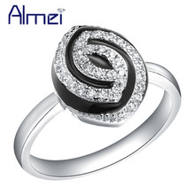 Anillos Mujer joyería para dama plata esmalte negro Vintage Punk Oval anillo moda lindo regalo al por mayor 2016 Almei J215 Yumeng 2024 - compra barato