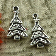 120 pieces tibetan silver Christmas tree charms 24x15mm #2616 2024 - buy cheap