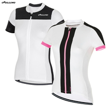 Camisa feminina branca com bolso, camisa para ciclismo personalizada com zíper 2024 - compre barato