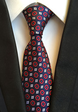 Дизайнерский Официальный галстук, высококачественные роскошные плетеные Галстуки, синий с красными цветами, белые галстуки 2024 - купить недорого