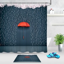 Cortina de ducha y alfombra con diseño de nubes oscuras, tela de poliéster impermeable, Extra larga, para decoración de bañera 2024 - compra barato