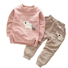 Kids Clothes 2021 Spring Autumn Baby Boys Girls Cartoon Elephant Cotton Set Children Clothing Sets Child T-Shirt+Pants Suit 2024 - buy cheap