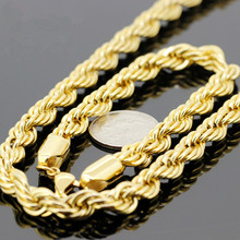 Conjunto de joyería con estilo para hombre, collar y pulsera con cadena de oro amarillo lleno de cuerda, 10mm,30 "+ 8,66", 200g 2024 - compra barato