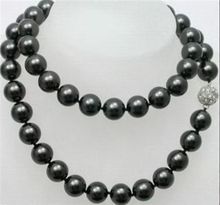  shipping 12mm Black Sea Shell Pearl Long Necklace 32'' Fine Factory direct  2024 - buy cheap