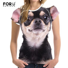 FORUDESIGNS-Camiseta Kawaii de Chihuahua para mujer, Tops de verano para mujer, camisetas de manga corta, camisetas de Pomerania 2024 - compra barato