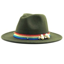 Chapéu tipo fedora, chapéu sombrero de lã para homens e mulheres, com fita de cavalheiro, elegante, de aba larga para inverno e outono, para igreja 2024 - compre barato