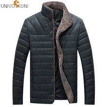 UNIVOS KUNI-Chaqueta cálida de invierno para hombre, parka informal con cuello levantado de Color sólido a rayas con botones, abrigo de algodón de talla grande Q5232 2024 - compra barato