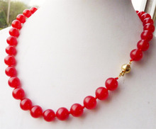 R nobreza sorte mulher bonita! Bonito 10mm redondo natural colar de gema vermelha-jóias 2024 - compre barato
